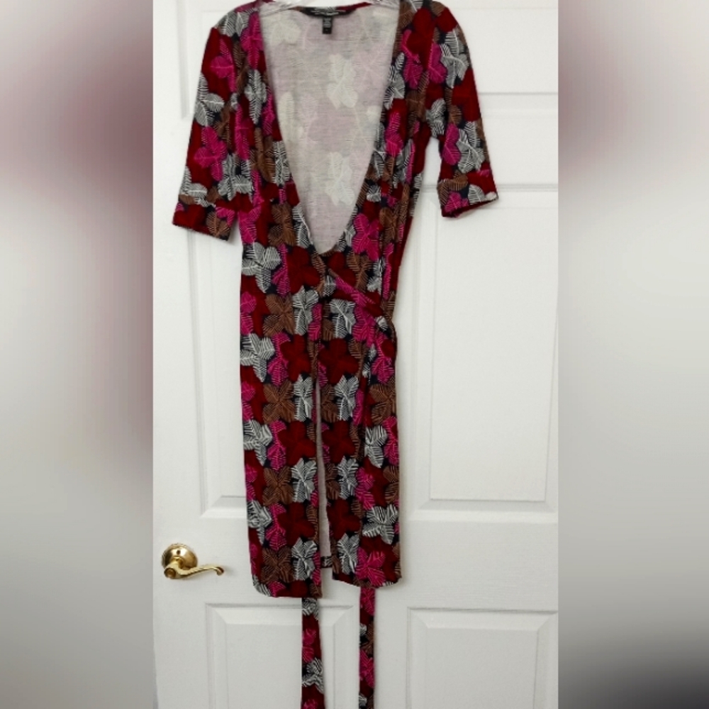 *🌟Diane Von Furstenberg 100% Silk Burgundy/Gray Iconic Wrap Kye Dress- Vintage - Picture 3 of 16
